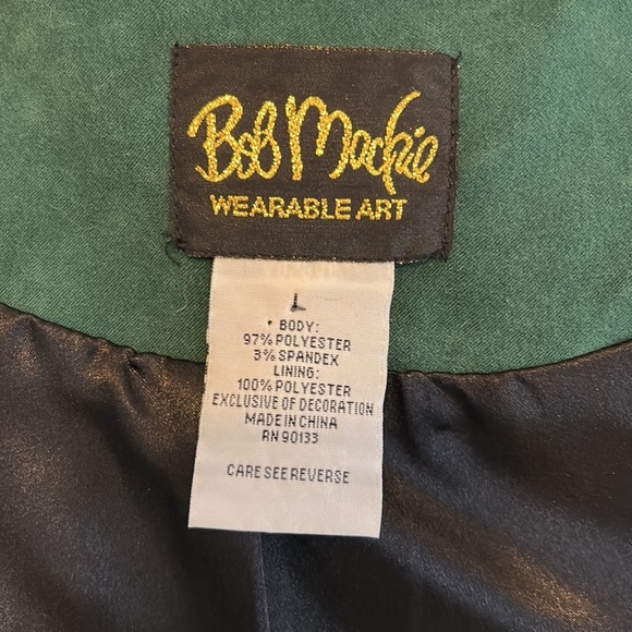 Bob Mackie Green Faux Suede Sequined Bell Sleeve Jacket - Picture 8 of 8